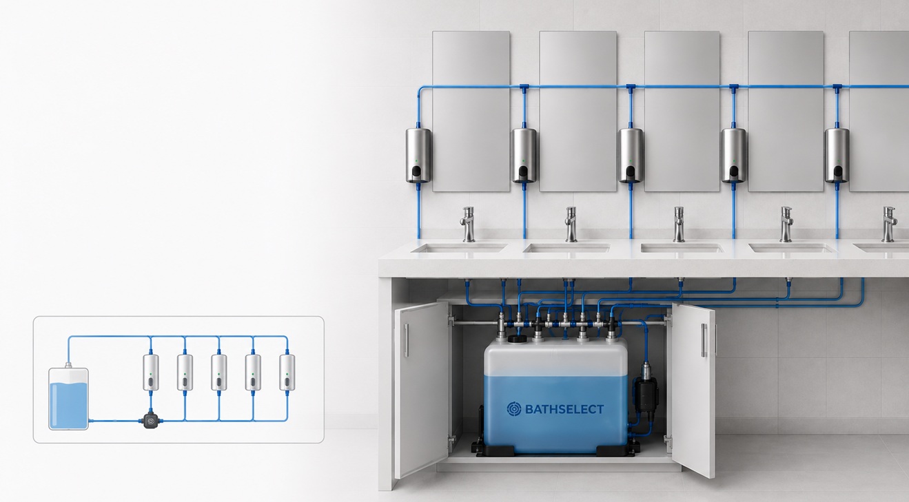BathSelect� MultiFeed� centralized automatic soap dispenser systems for commercial restrooms